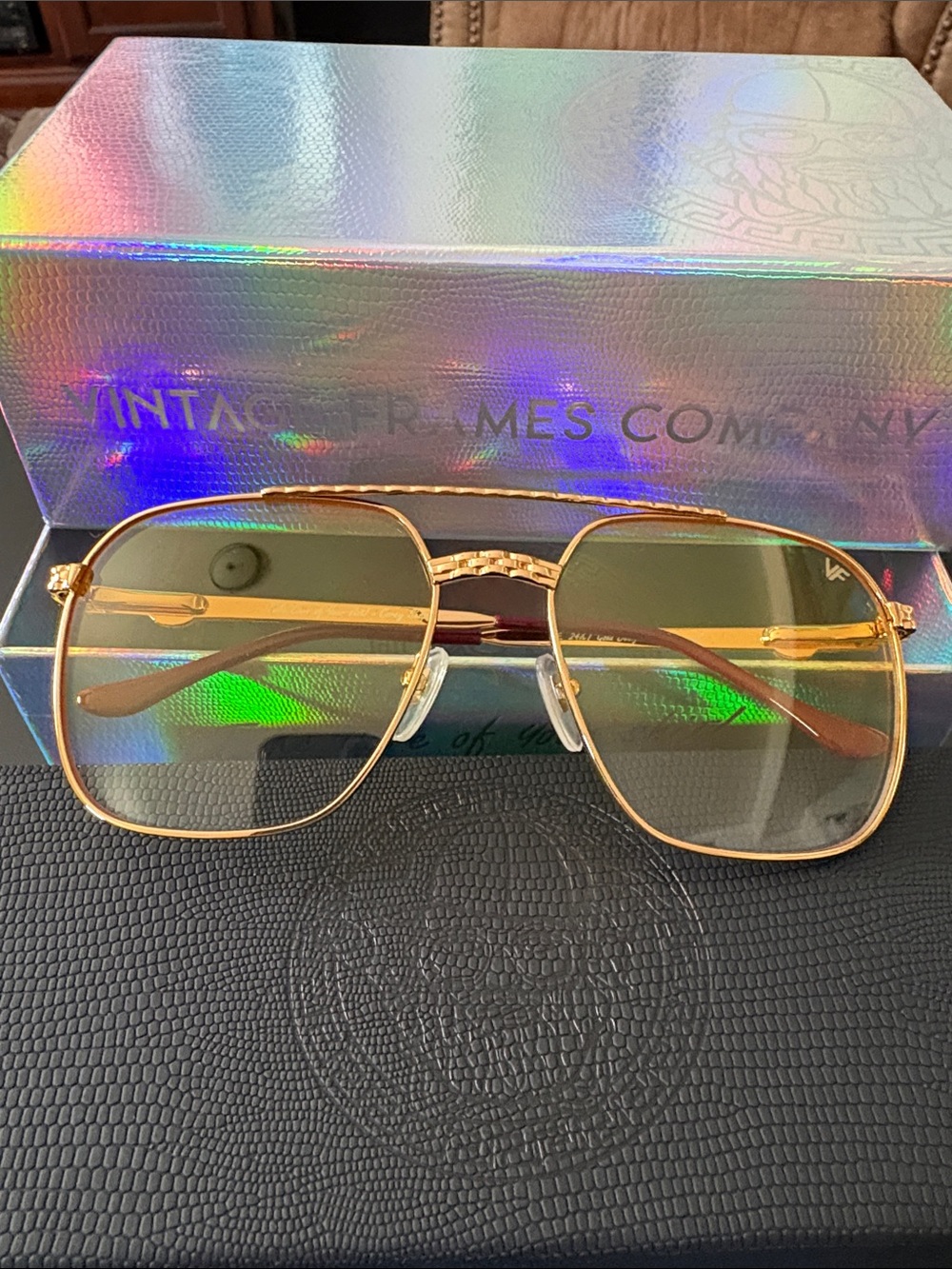 Gold Aviator Women's Sunglasses with Green Lenses